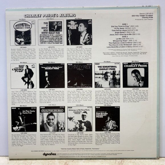 Charley Pride Did You Think to Pray Country Vinyl LP RCA Victor Stereo VG+ - Picture 5 of 6
